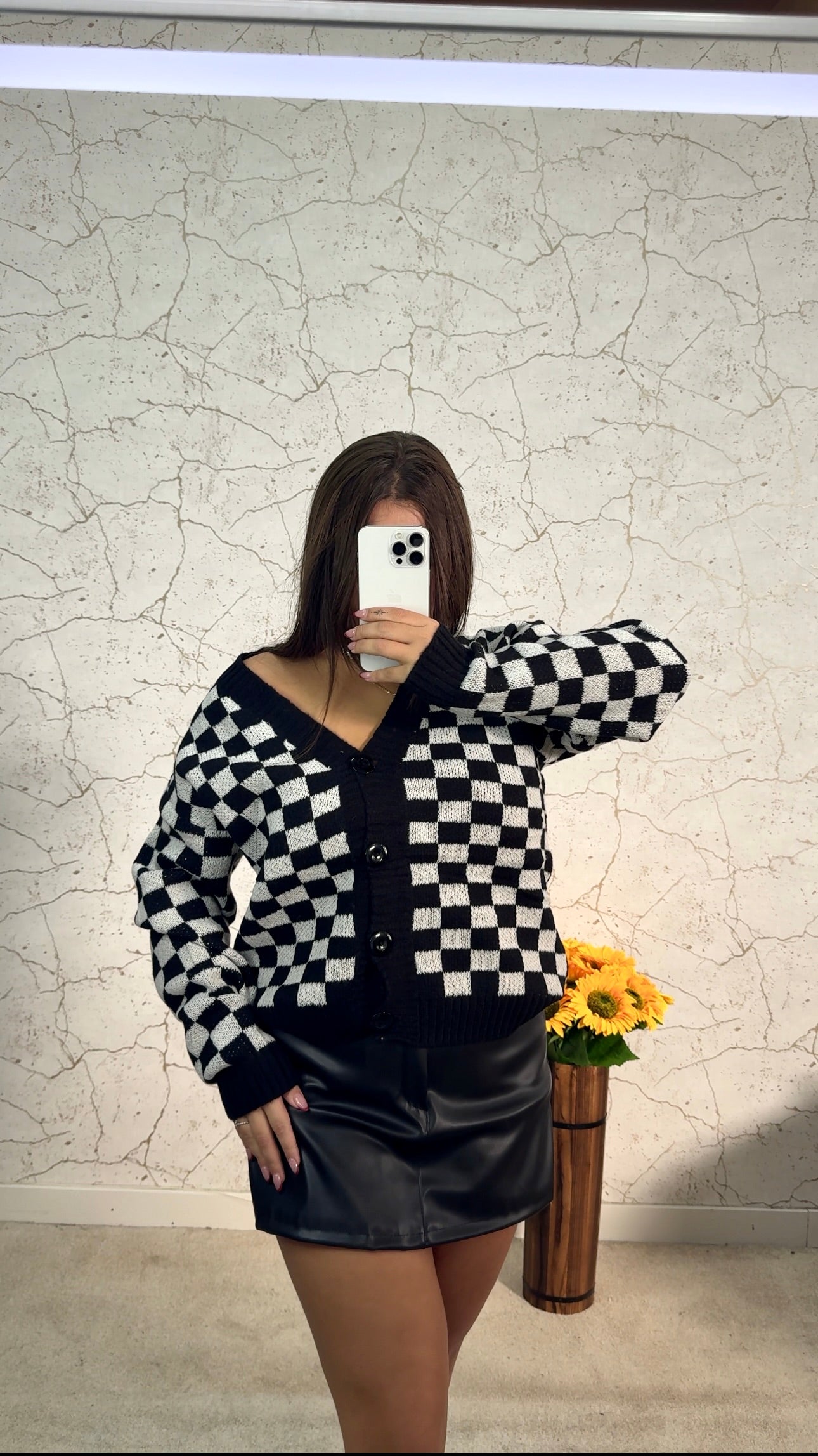 Cardigan Xadrez Preto