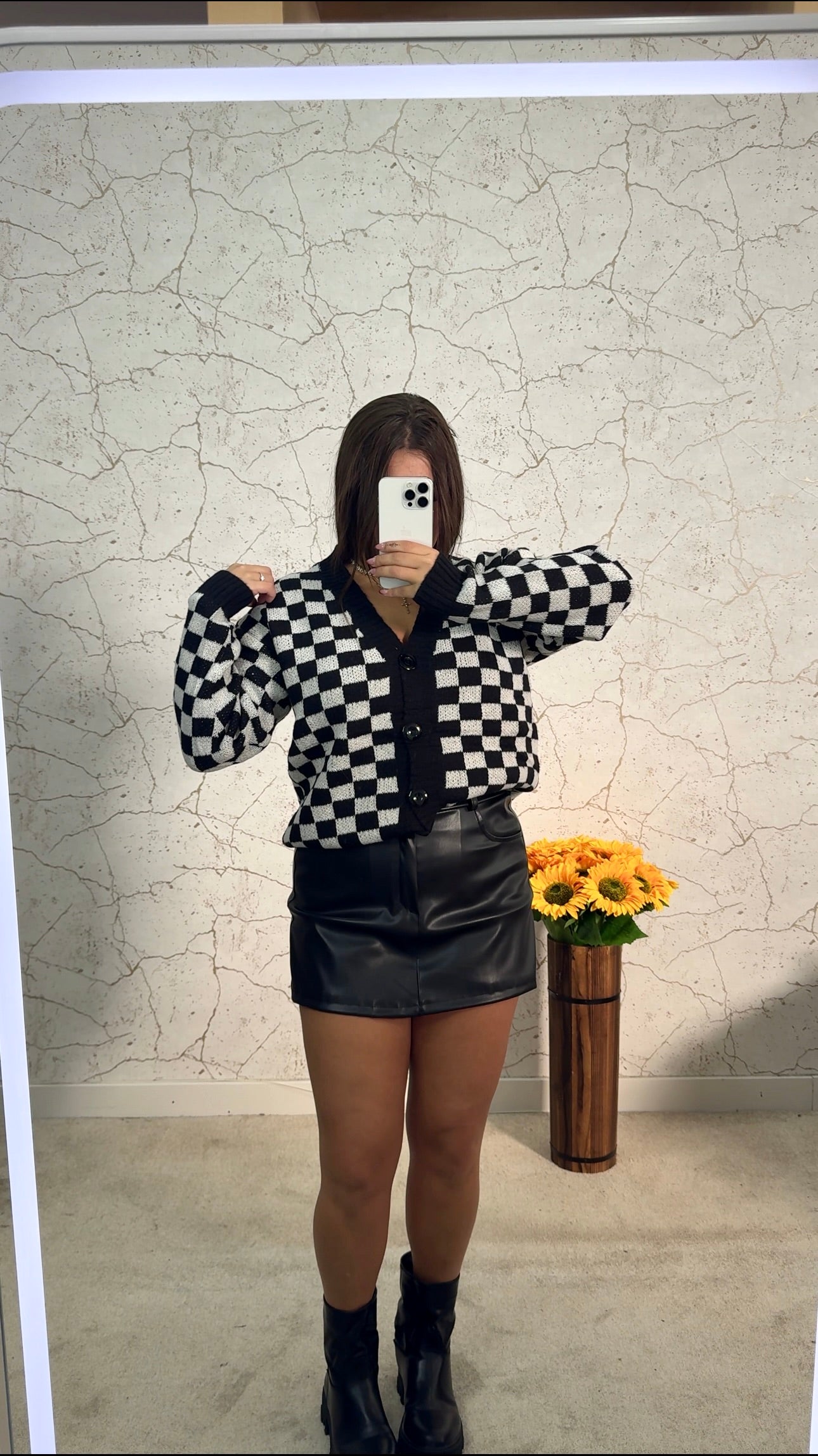 Cardigan Xadrez Preto