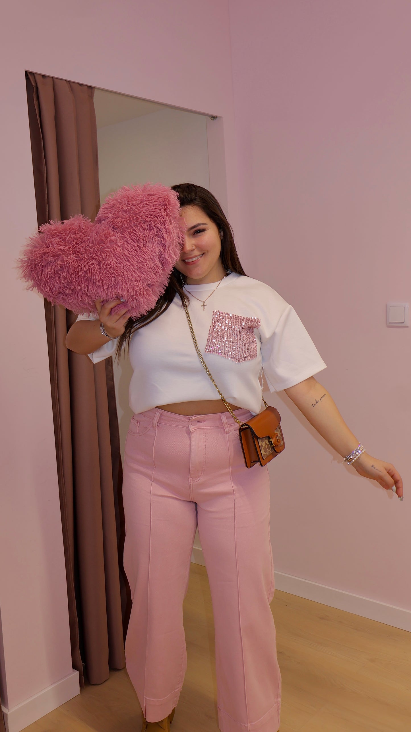 Calça Wide Leg Rosa