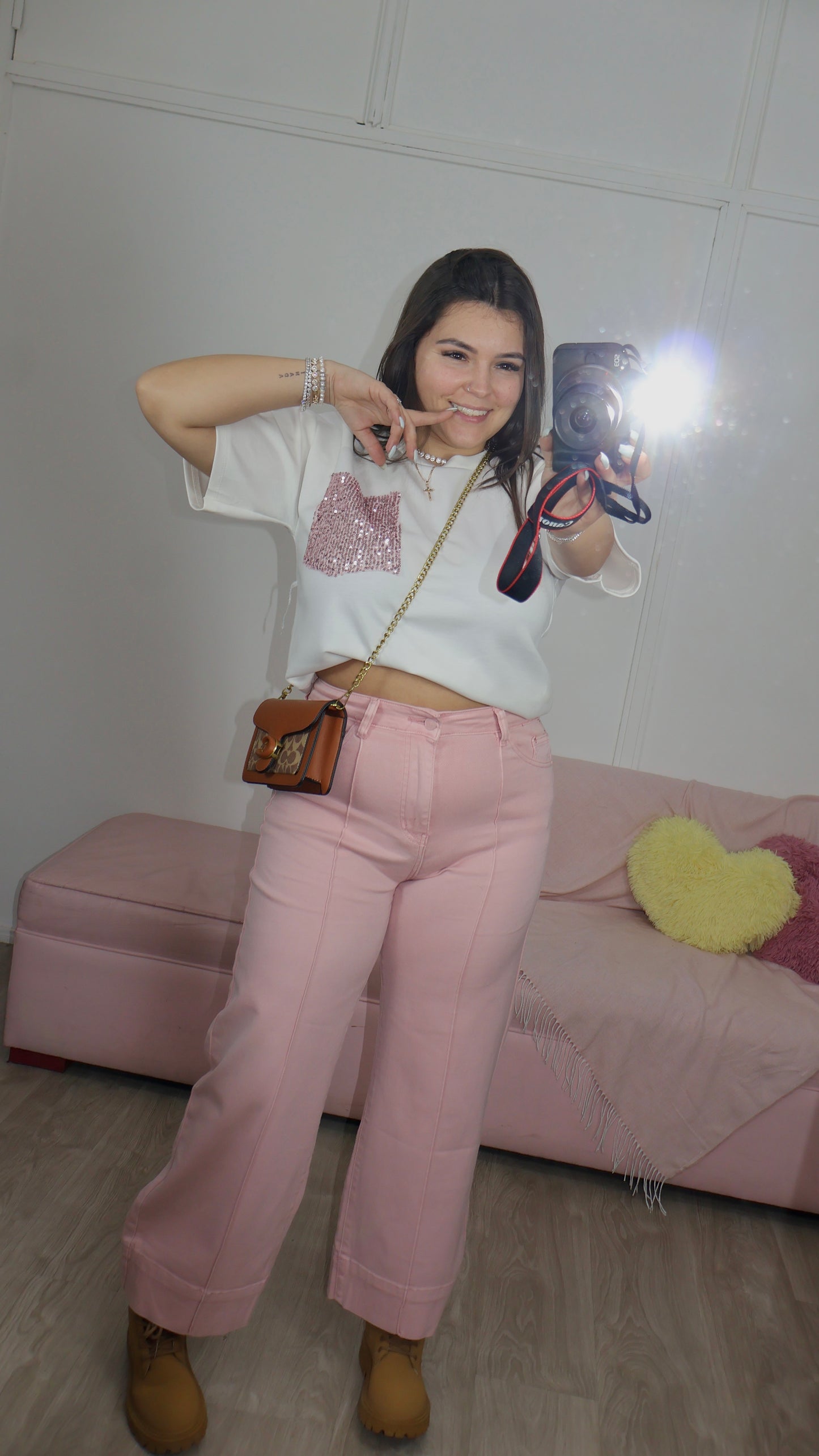 Calça Wide Leg Rosa