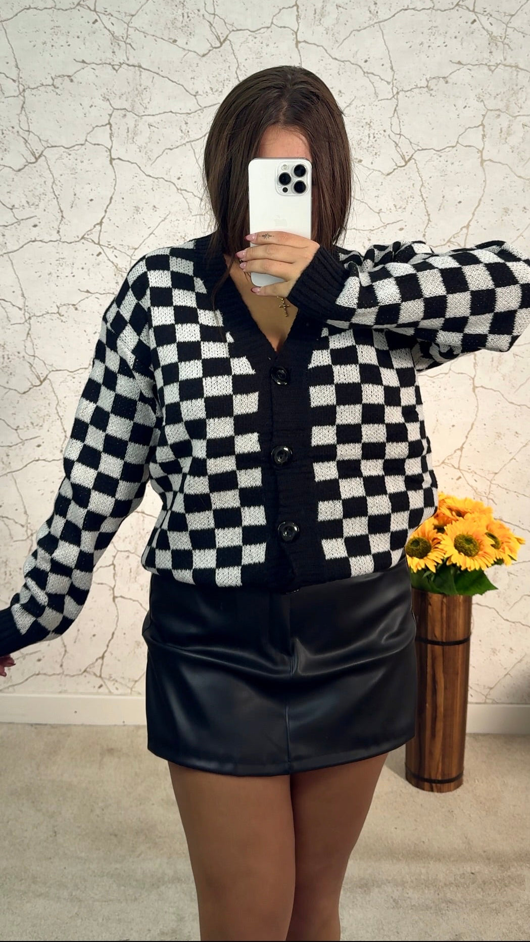 Cardigan Xadrez Preto