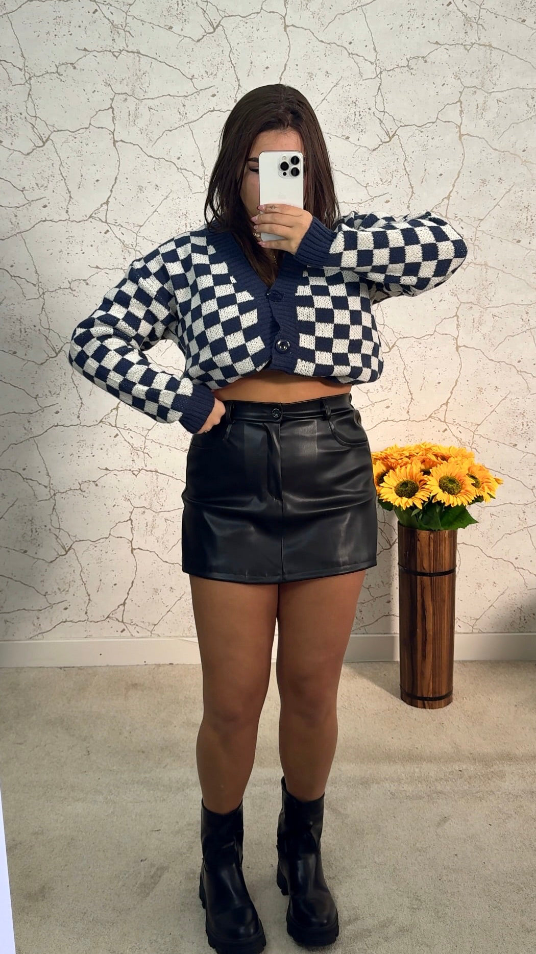 Cardigan Xadrez Marinho