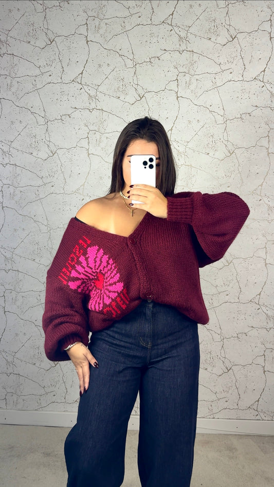 Cardigan Vinho